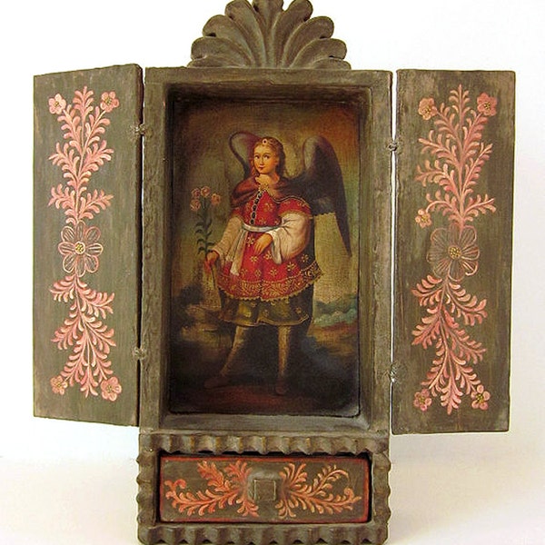 Cusco Retablo Wood Religious Art Shrine Miniature Oil Painting