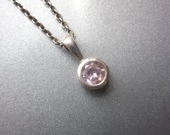 Sterling Pink Crystal Vintage Pendant