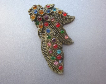 Vintage Colorful Rhinestone Fur Clip