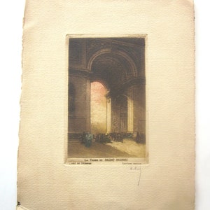 Antique Signed Etching Print Arc de Triomphe