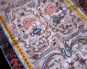 Vintage Oriental Embroidered Tapestry Asian Decor