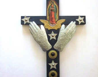 Handmade Wood Cross Our Lady of Guadalupe