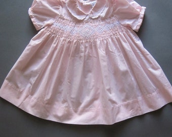 Vintage Pink Smocked Baby Dress Size 4T