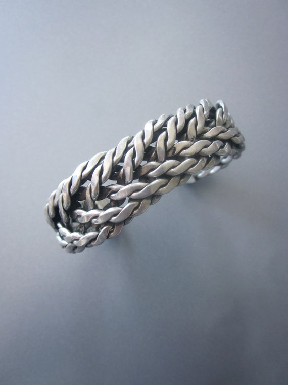 Sterling Silver Vintage Cuff Bracelet Unisex Ster… - image 1