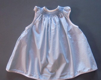 Handmade Smocked Baby Summer Dress Blue