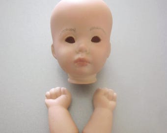 Vintage Baby Bailey Porcelain Doll Head and Hands
