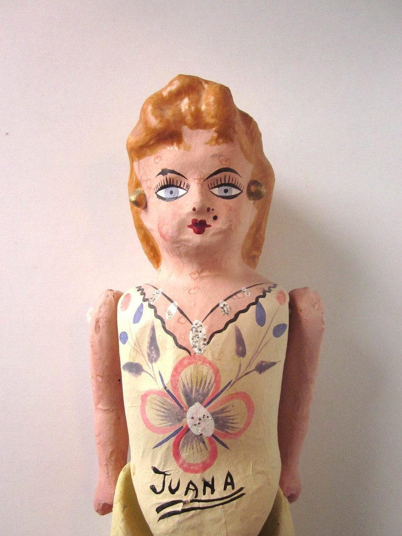 Vintage Paper Mache Mexican Doll Lola Doll Puta Bordello