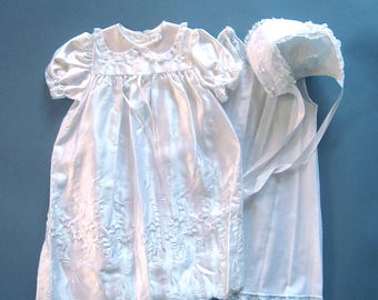 Vintage Baptism Gown Set 3 Piece Baby Bonnet