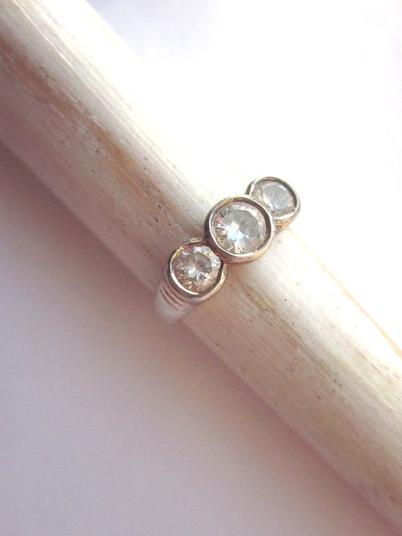 Sterling Silver Ring Crystal Multi Stone - image 3