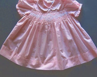 Vintage Pink Smocked Baby Dress Size 4T