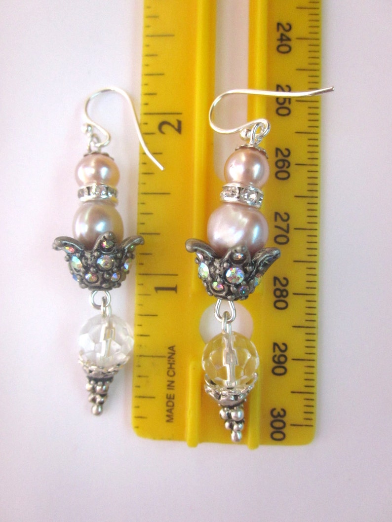 Pearl Assemblage Necklace Set Earrings Carved Rose Fresh Water Pearls Bridal Jewelry Set