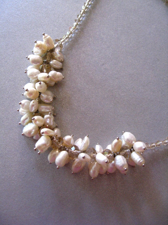 Fresh Water Pearl Crystal Beaded Necklace - image 3
