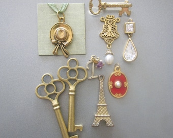 Vintage Pendants Jewelry Lot Destash Keys