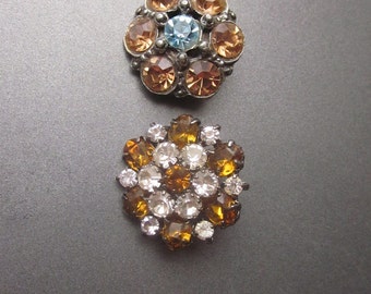 Large Vintage Rhinestone Button Lot of 2 Coat Buttons