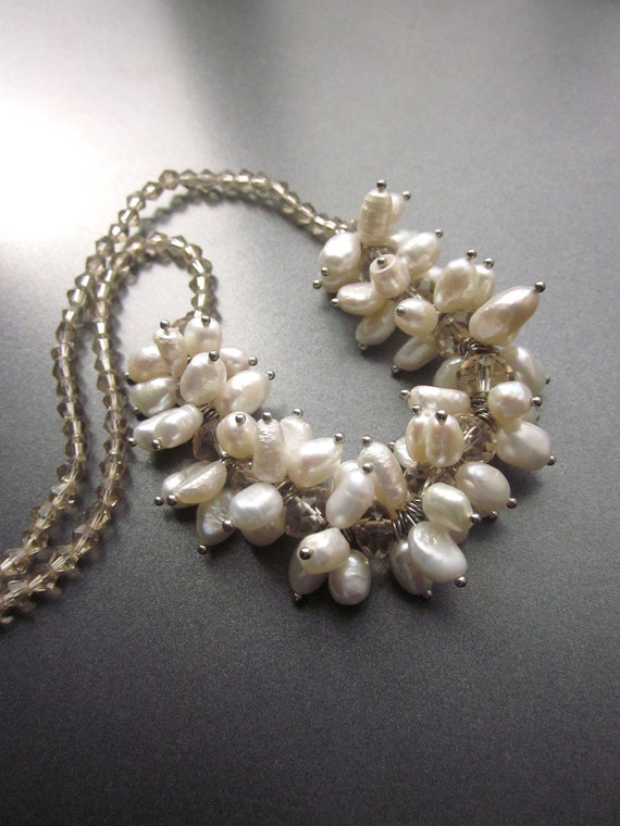 Fresh Water Pearl Crystal Beaded Necklace - image 1