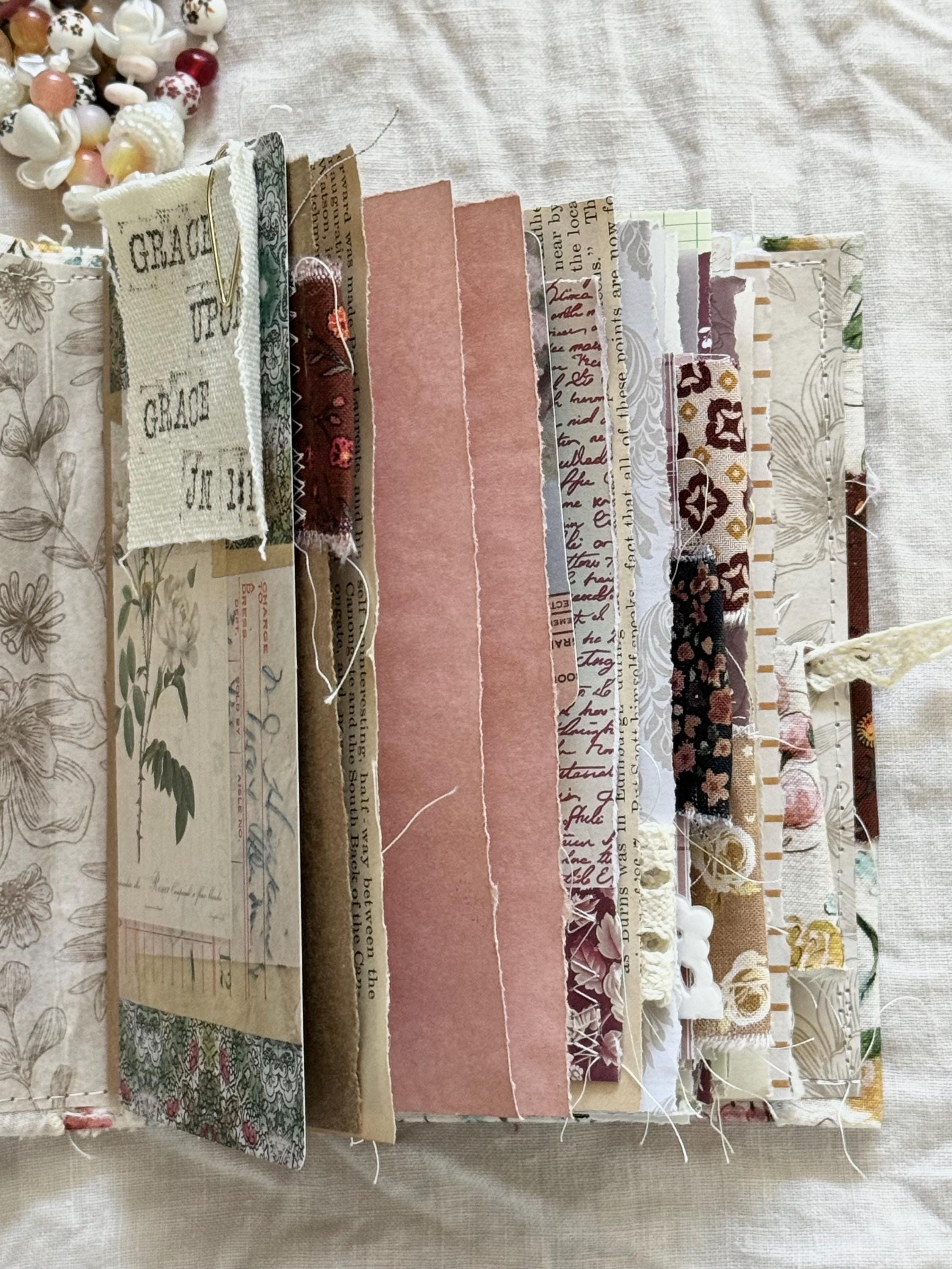 Handmade Mini Fabric Junk Journal – Vintage-inspired, Beaded Spine ...