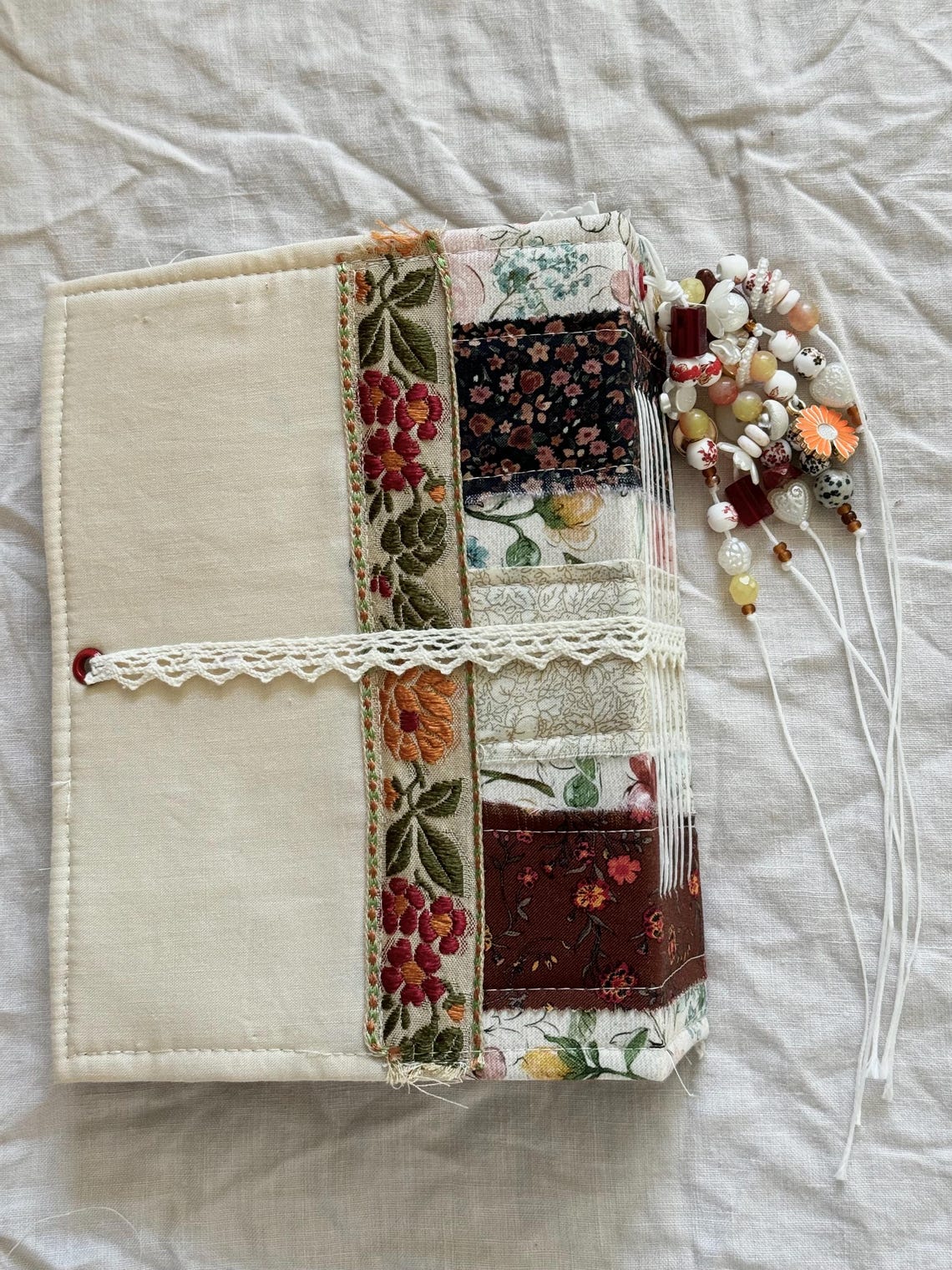 A Handmade Fabric Junk Journal – Vintage-inspired, Beaded Spine ...