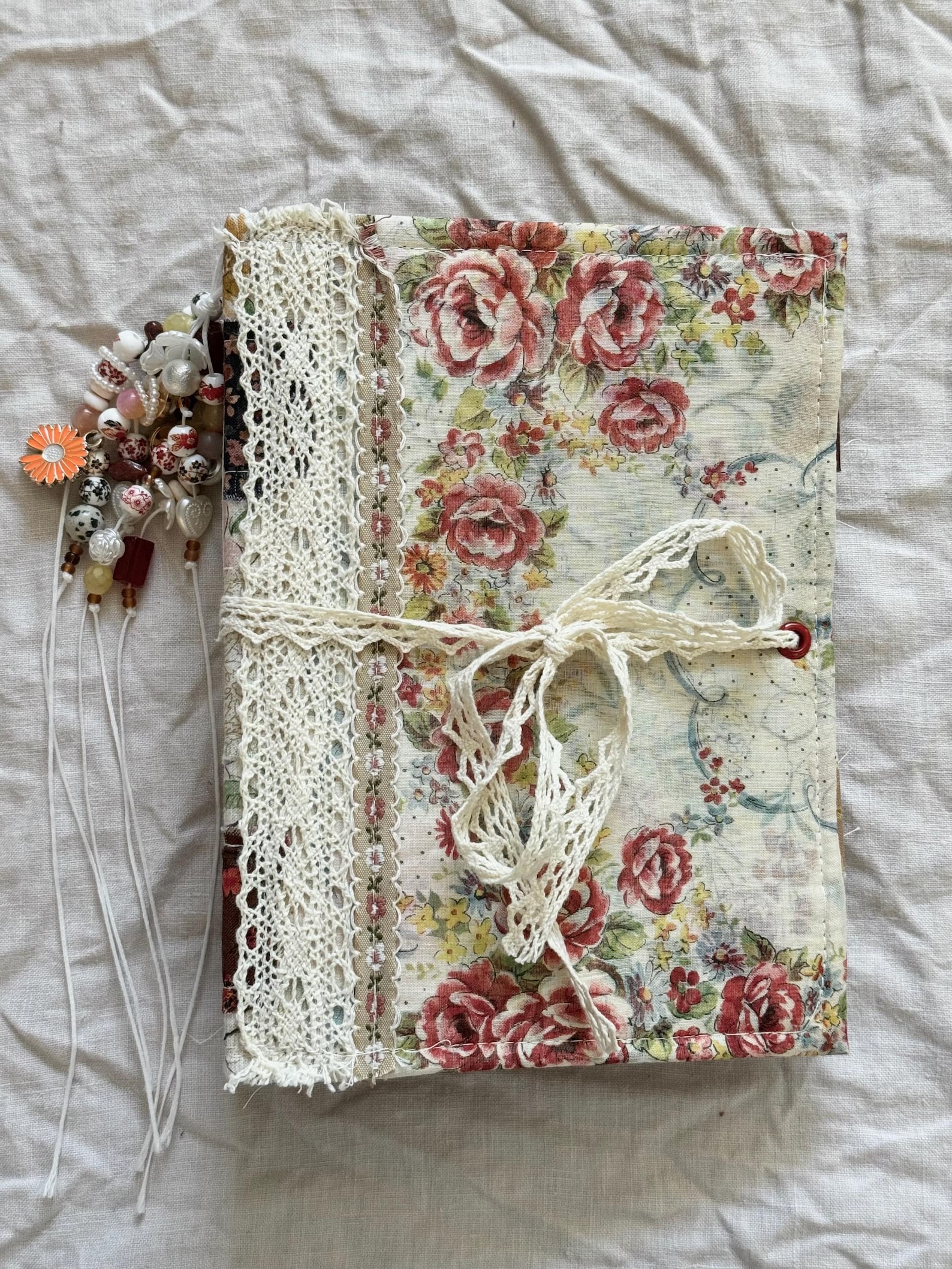A Handmade Fabric Junk Journal – Vintage-inspired, Beaded Spine ...