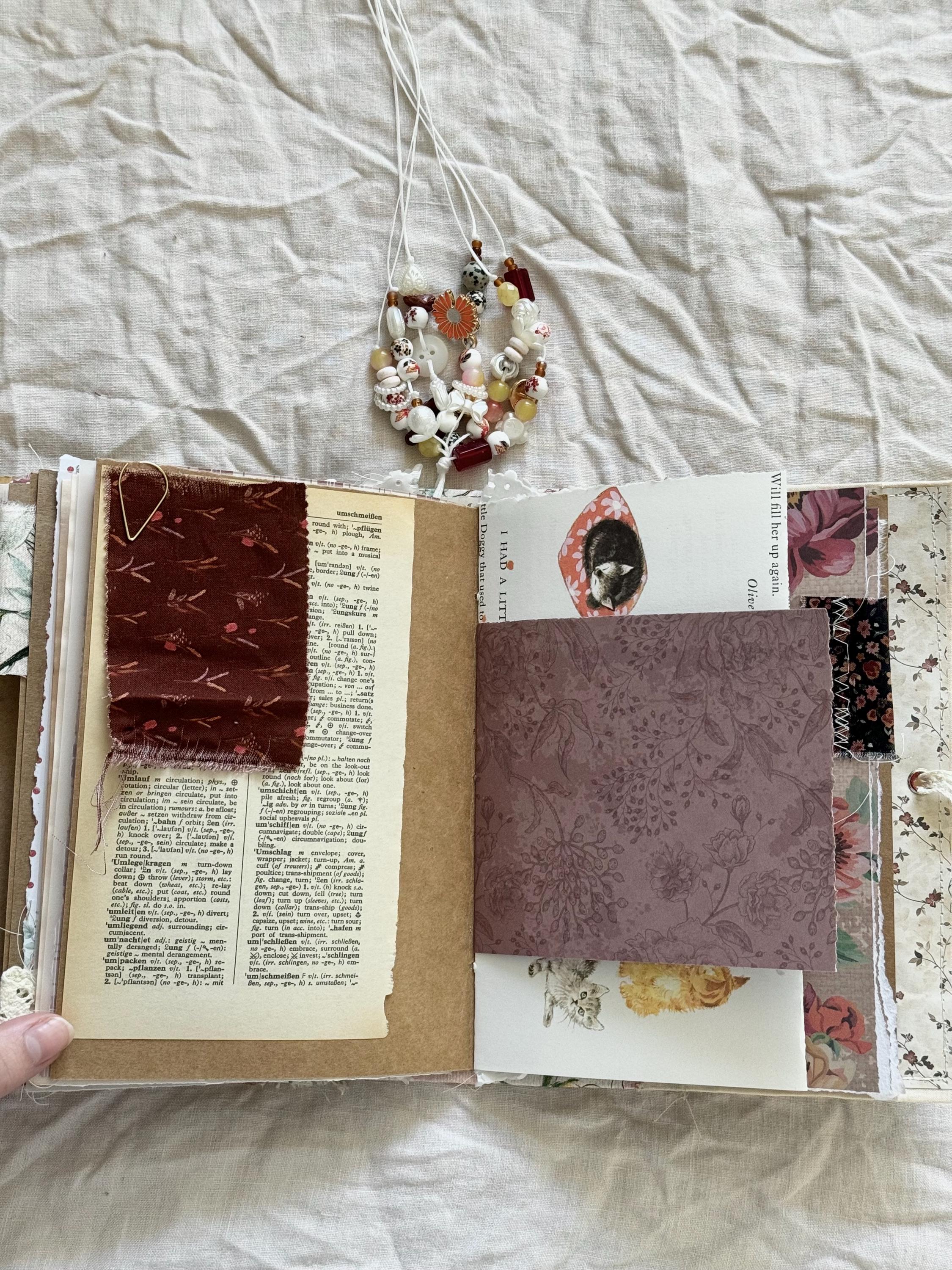 A Handmade Fabric Junk Journal – Vintage-inspired, Beaded Spine ...