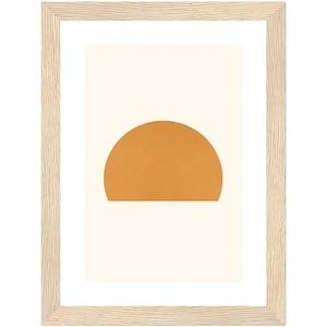 The Sun - Minimalist Beige Mounted Framed Poster - Modern Calm Artwork - Ready to Hang