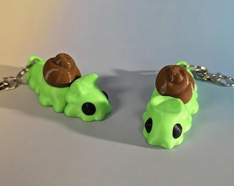 Lime Green Flexi Snail Keychain: Articulated Fidget Toy