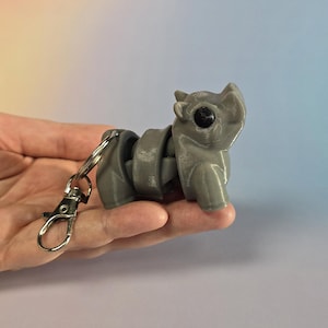 Flexi Hippo Keychain: Movable PLA Plastic Animal Toy