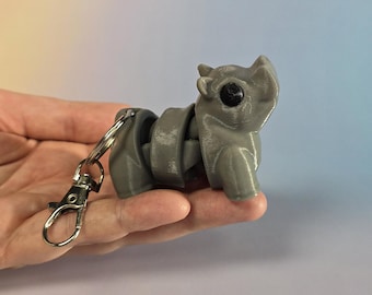 Flexi Hippo Keychain: Movable PLA Plastic Animal Toy