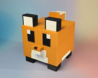 3D Printed Fox Money Bank: Minecraft-Style Gift for Kids