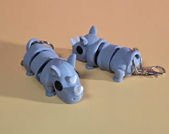 Articulated Rhino Keychain – PLA Fidget Toy, Wildlife Gift