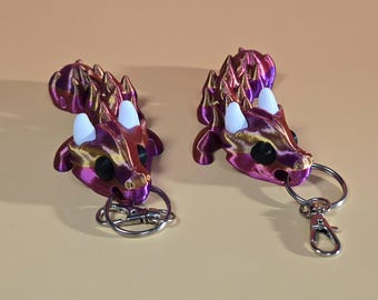 Articulated Dragon Keychain: Purple & Gold Fantasy Fidget Toy