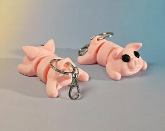 Flexi Pig Keychain – 3D Printed Fidget Animal Key Ring