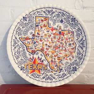 Texas Platter, 16 round melamine platter, TX Map Serving Platter, Texas Tray image 1