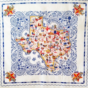 Texas Tablecloth, 52" x 52" Square, 100% Cotton Texas Map Tablecloth