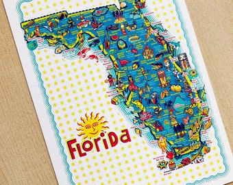 Florida Map Postcard, 6x4.25"