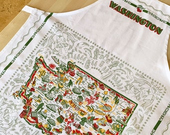 Washington State Map Apron: Cotton Butcher-Style Kitchen Apron