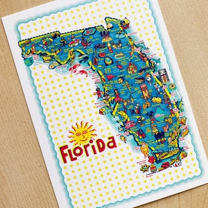 Florida Postcard, 6" x 4.25", Florida Map Postcard, FL Map Postcard