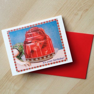 Carte d'anniversaire en Jello®, A2, 4,25 x 5,5 pouces, carte d'anniversaire sur le thème de la gélatine avec enveloppe rouge