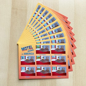 Motel Postcard, Motel Rooms of America Postcard- pack of 10, 6&quot; x 4.25&quot;, American Motel Rooms Postcards 10 pack
