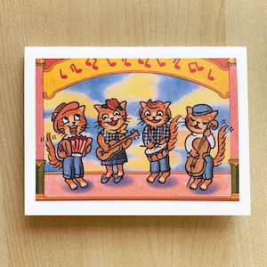 Carte de joyeux anniversaire, A2, 4,25 x 5,5 pouces, carte Kitty and the Miaouss avec enveloppe rouge