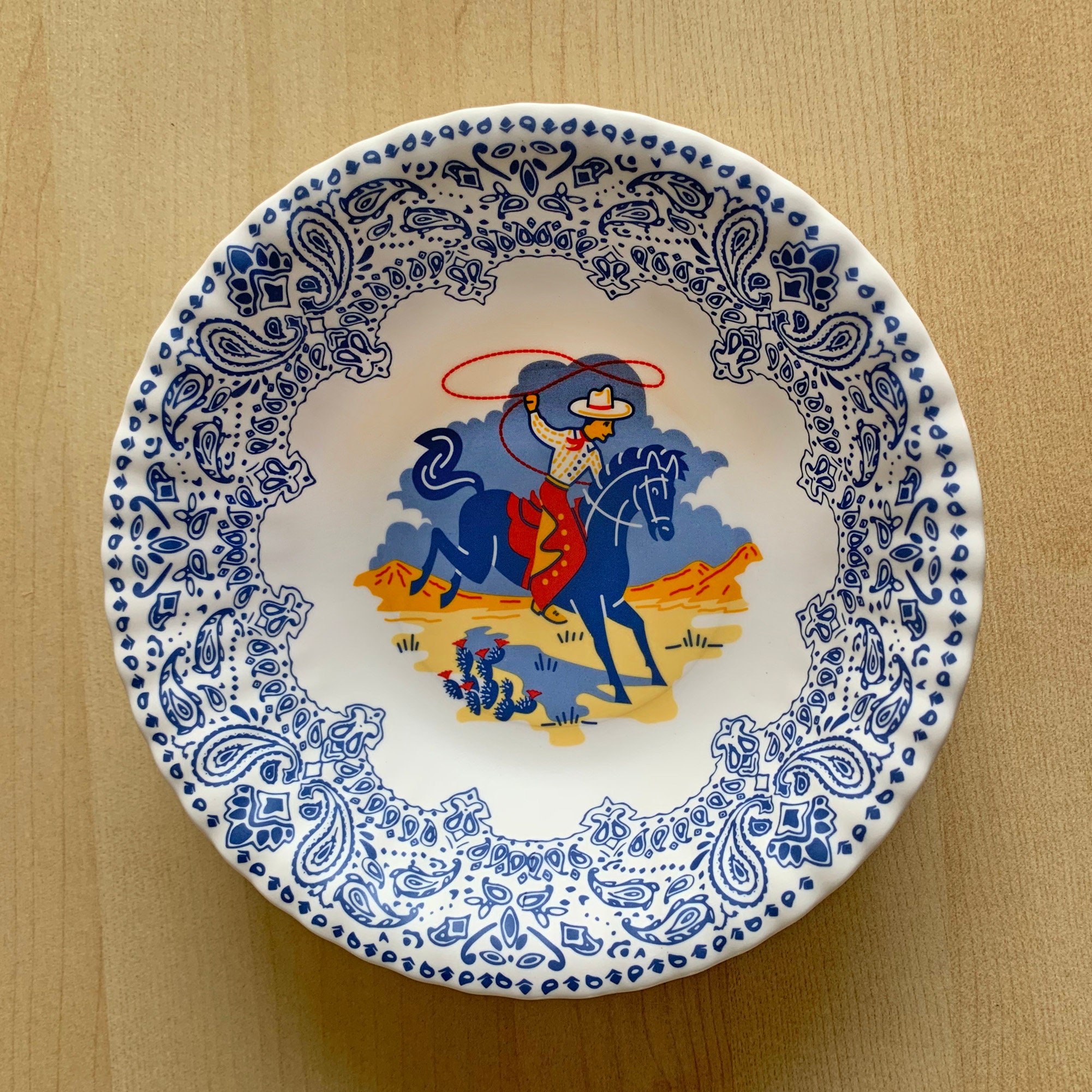 Cowboy and Cowgirl Bowls, 2 each, 7&quot; Melamine Bowls, Set of 4
