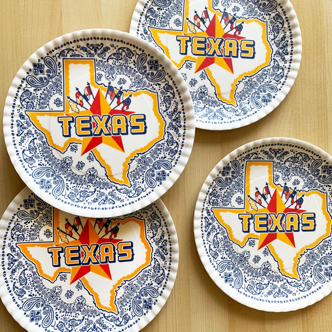 Texas Plates 9 melamine Plates Set of 4 Texas Star & Etsy
