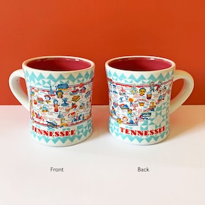 Mug Tennessee, tasse en grès de 12 oz, tasse de restaurant Tennessee, tasse à café carte TN