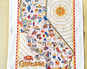 California Dish Towel, 100% Cotton California Map Tea Towel, California Kitchen Towel