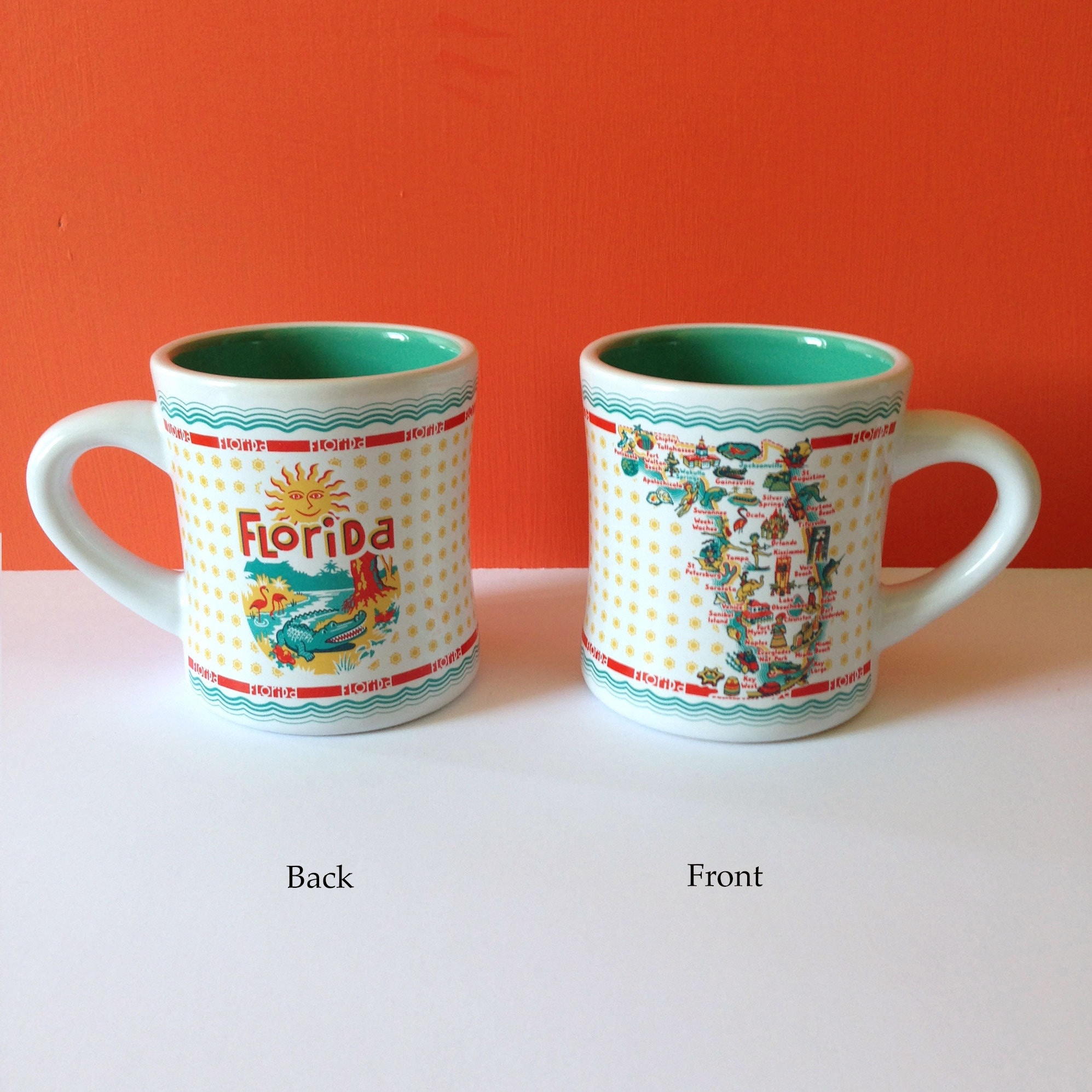 Florida Mug Stoneware 12 oz Mug Florida Diner Mug FL Map Etsy