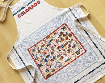 Tablier du Colorado, tout en coton, tablier de style boucher, tablier de carte du Colorado, tablier de co