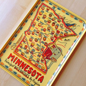 Minnesota Tray, 9 x 13 inch Melamine Tray, Minnesota Hot Dish Map Tray Platter