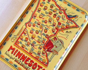 Minnesota Tray, 9" by 13" Melamine Tray, Minnesota Hot Dish, Minnesota Map Tray