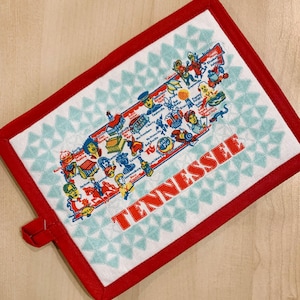 Tennessee Hot Pad, support pour casseroles Tennessee State, TN Map Hot Pad, coton avec poche