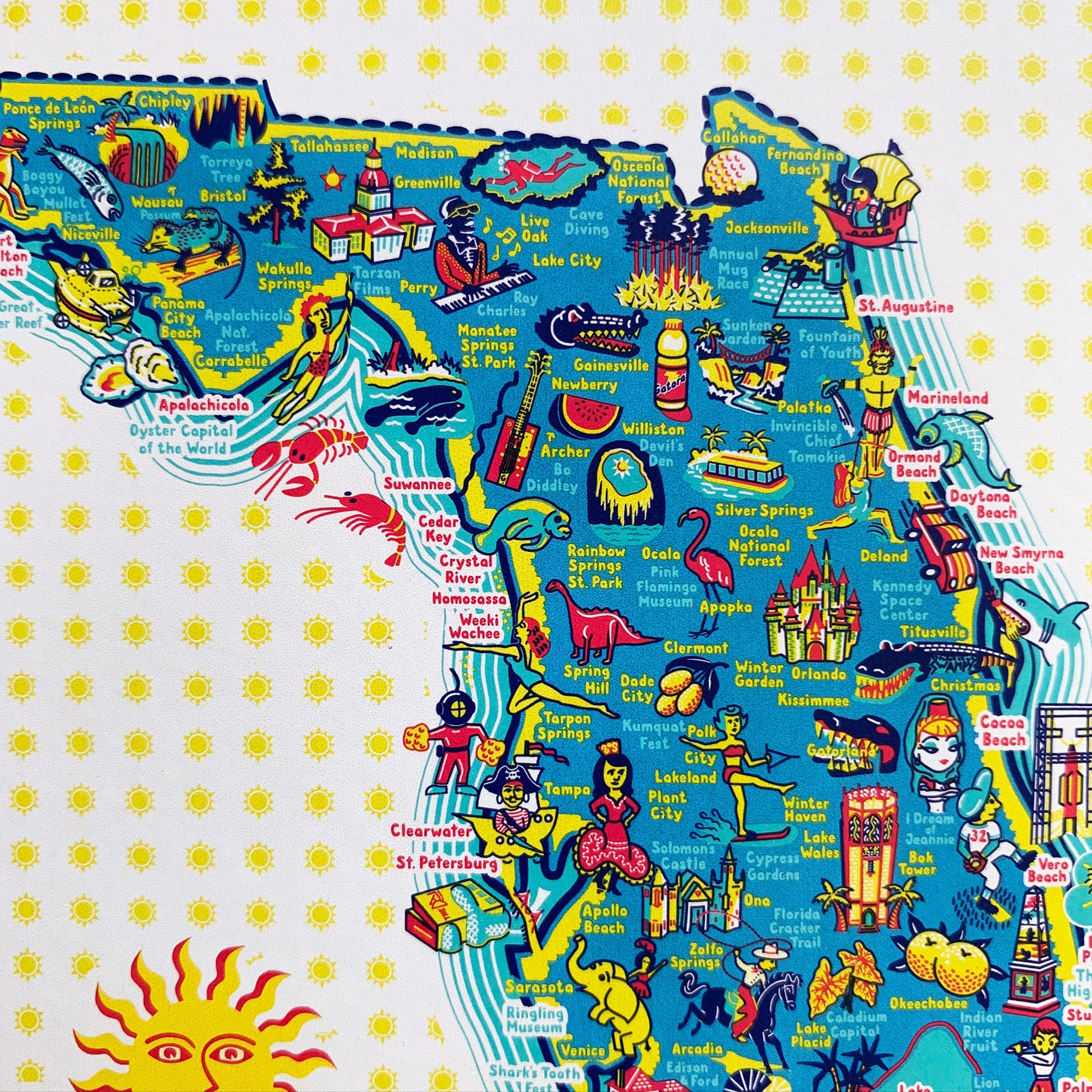 Florida Map Postcard, 6x4.25\, image size:2001x2001