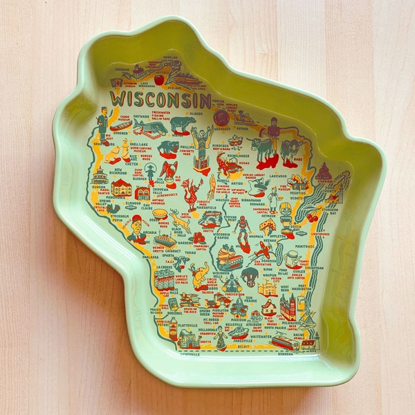 Wisconsin Casserole, Stoneware, 2-quart, Gift-boxed, Wisconsin Map Baking Dish